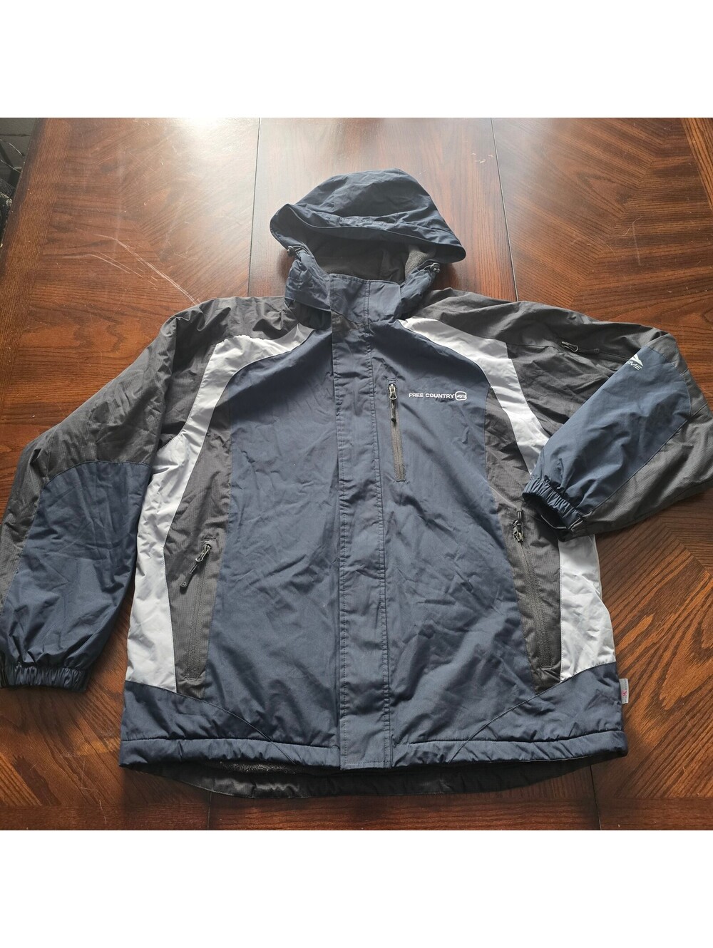 Free Country FCXtreme Hooded Jacket L Navy Gray